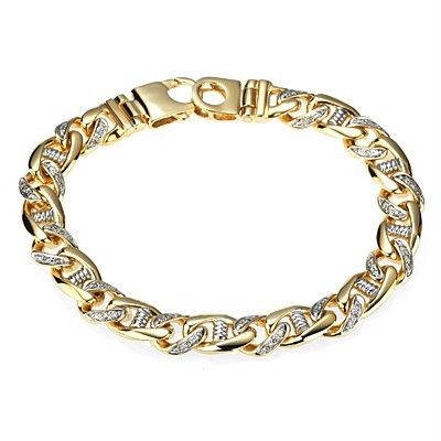 10ct SI G Mens Diamond Handmade Link Bracelet 14k Yellow Gold 53 6g