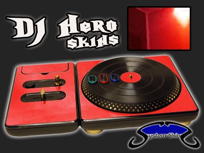 RED CHROME DJ Hero turntable Skin for 360, PS3 Console System Decal
