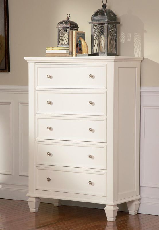 White Tall 5 Drawer Dresser Chest C201305