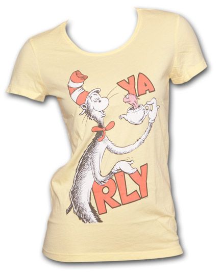 Dr. Seuss Cat In The Hat YA RLY Yellow Graphic Ladies Tee Shirt