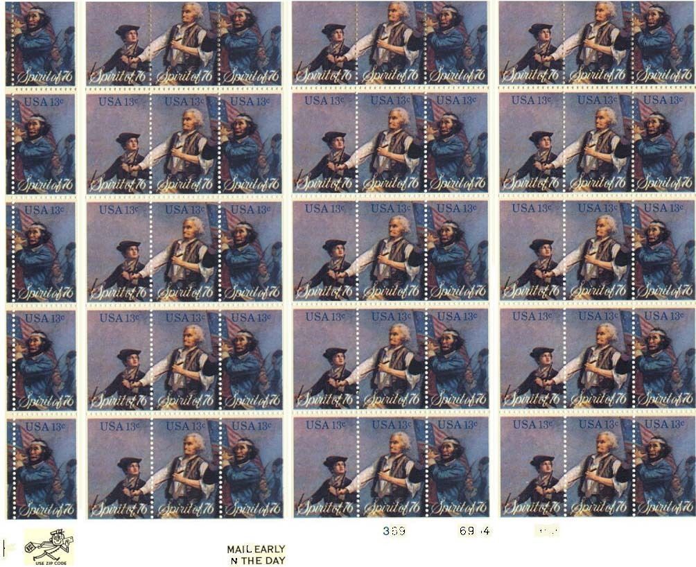 Scott 1629 31 Spirit OF1776 13ct 50 Stamp Sheet