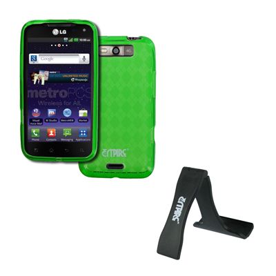 Empire Green Diamond Poly Case Cover Phone Stand for LG Connect 4G