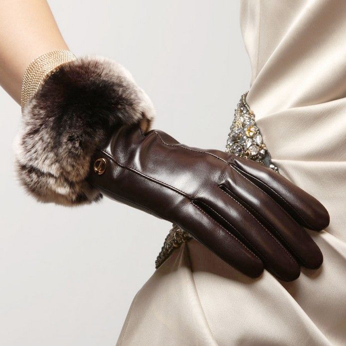 Elma Ladys Kid Nappa Leather Super Warm Gloves with Luxurious Rabbit