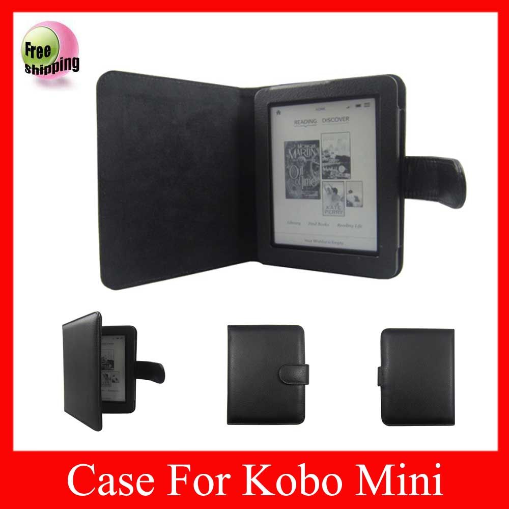 Black Leather Case Cover Pouch Jacket for Kobo Mini eReader