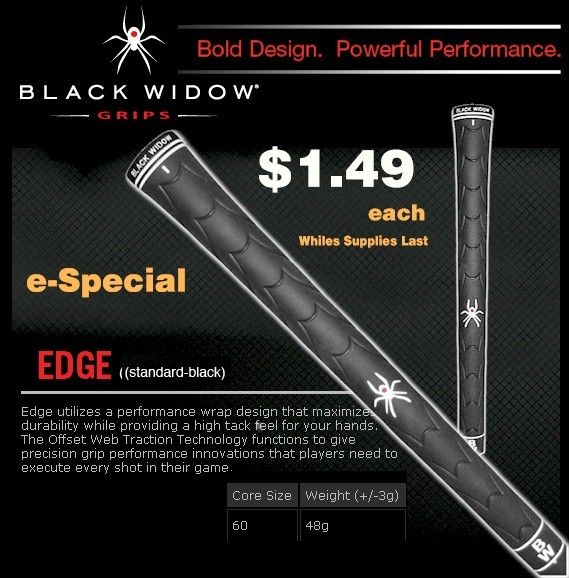  Edge Golf Grips (BLACK) Featuring Advanced Web Traction Technology