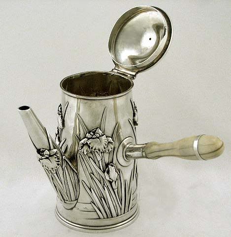  Sterling Silver Iris Flower Chocolate Pot Arthur Bond Meiji