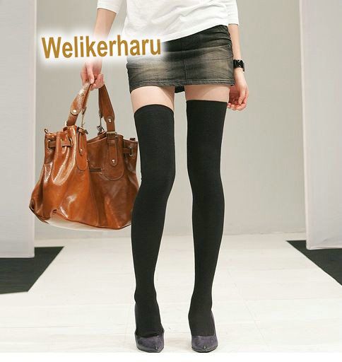 Soft Warm Womens Sexy Black Knit Thigh Knee High Sock Legging 2 Size