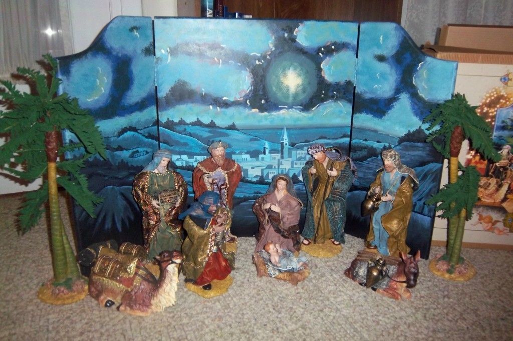 Grandeur Noel Large Fabric Mache Nativity Set 12 Pieces 2001 with