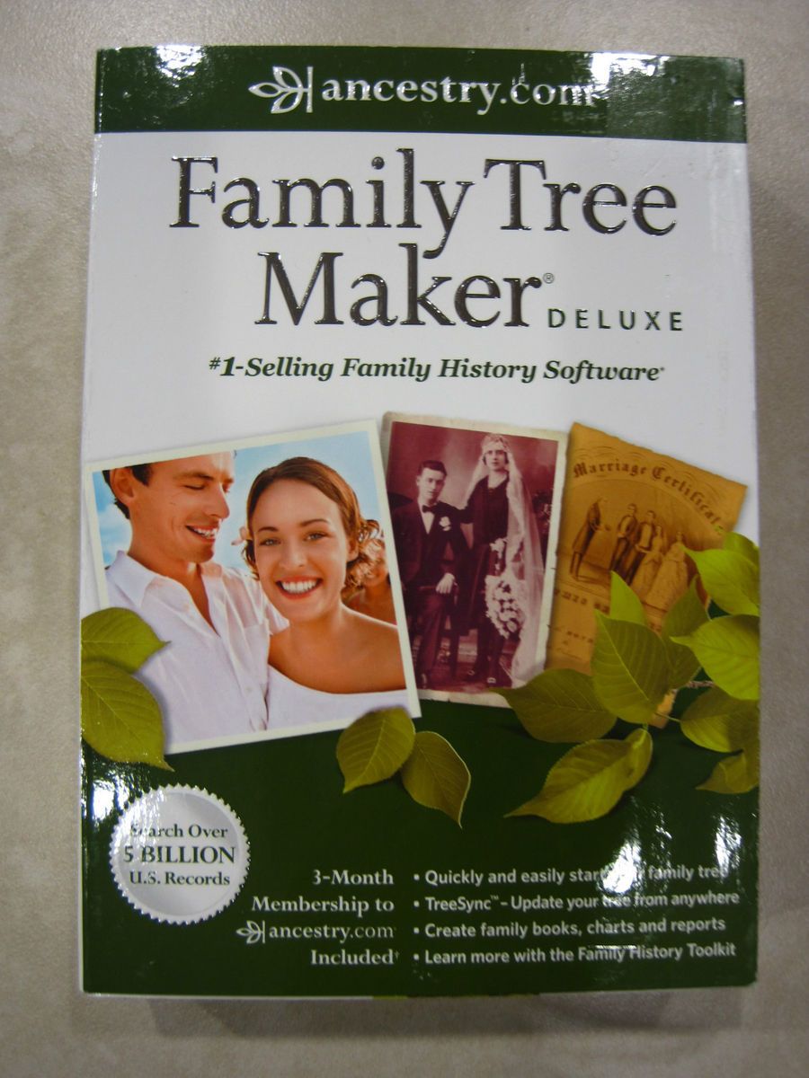 FAMILY TREE MAKER DELUXE 2012 EDITION ANCESTRY COM 3 MONTHS FREE