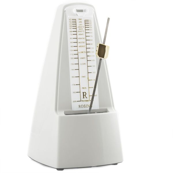Traditional Wind Up Mechanical Pyramid Shape Metronome in White   MM