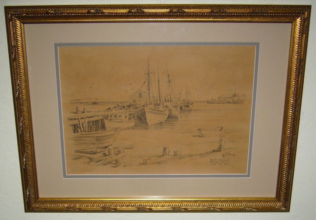 Vintage James F Murray Curhan Co Lith O Sketch on The Beach Cape Cod