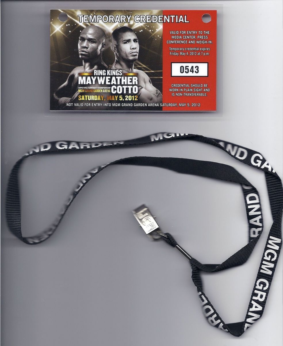 Floyd MAYWEATHER Miguel Cotto Boxing Credential MGM Grand