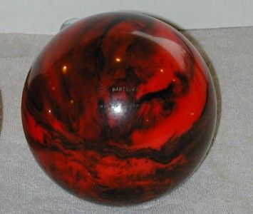 Vtg Pr Hawthorne Duck Pin Bowling Balls Red & Black Marble Swirl Color