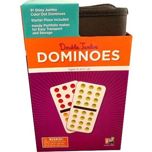 Double 12 Dominoes in Black Portfolio