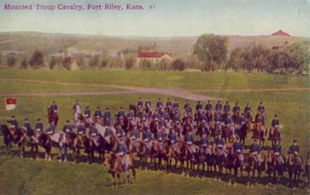 Mounted Troop Calvary Fort Riley KS Vintage Postcard