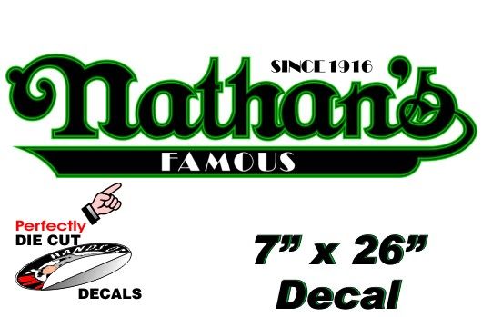 Nathans Famous Hot Dog 7x26 Decal for Hot Dog Cart or Concession