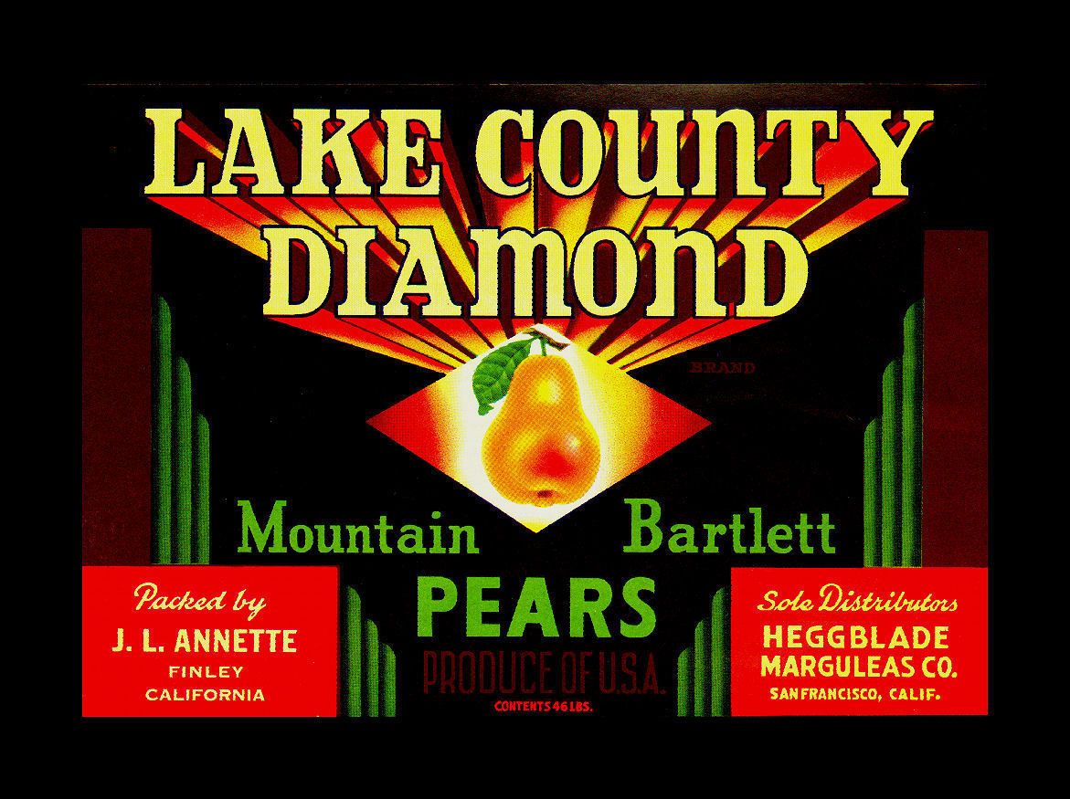 Lake County Diamond Crate Label 1940s San Francisco California