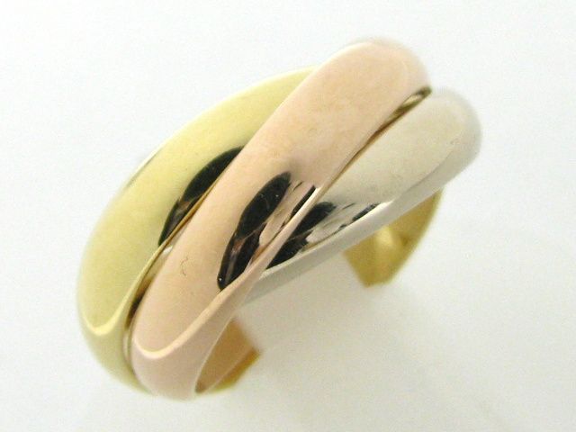 Auth Cartier 18K Tri Color Gold Trinity Ring Size 51