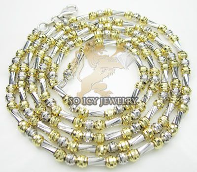 14k Two Tone Gold Italian Diamond Cut Chain Necklace