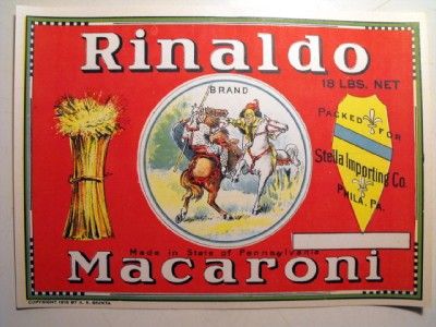Vintage Italian Grocery Store Macaroni Labels 6x9 inches Display as