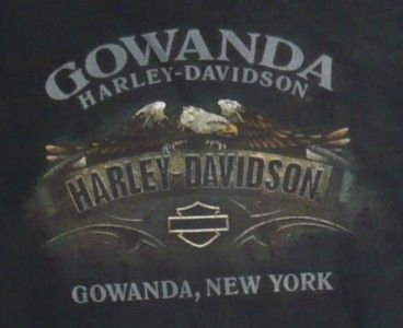 Harley Davidson T Shirt Gowanda New York Eagle Logo Red Motorcycle