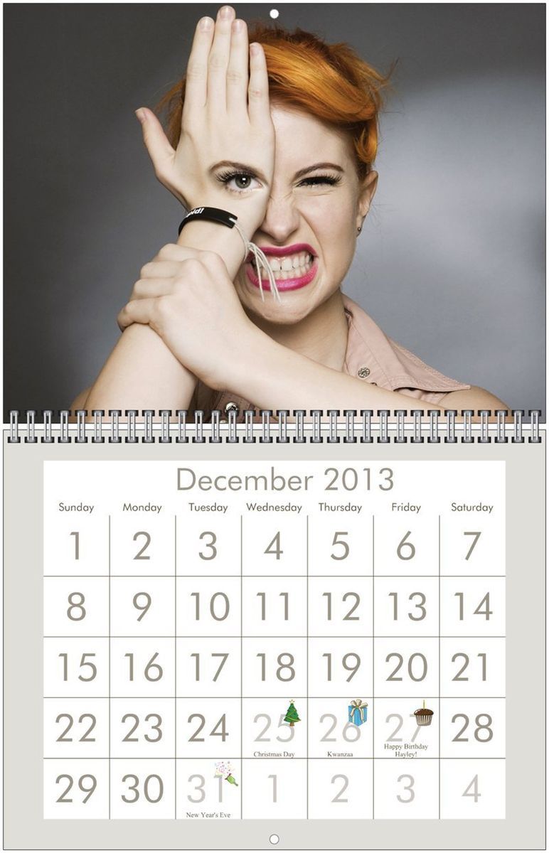 Hayley Williams from Paramore 2013 Wall Calendar