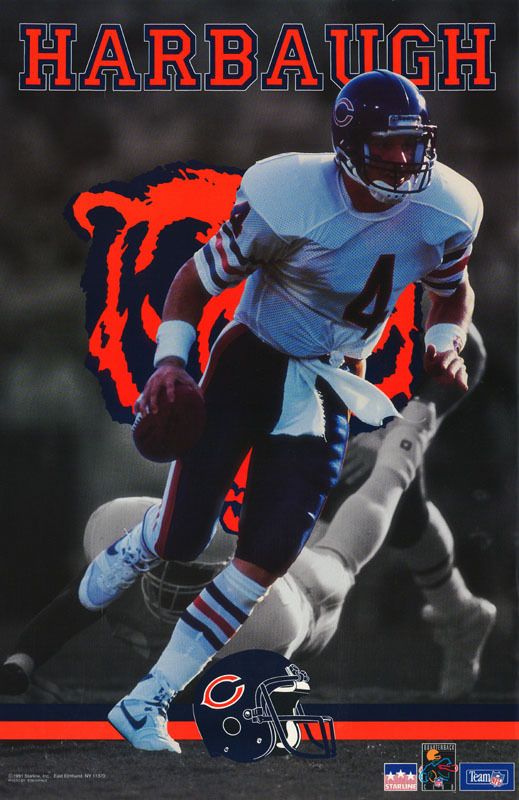 Poster NFL Football Jim Harbaugh 1991 Chicago Bears  RC51