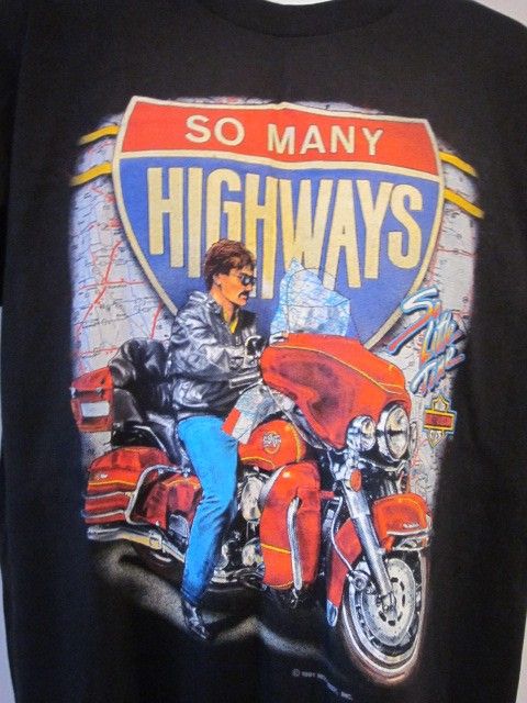 Live Free Ride 90s Vtg Mens Harley Davidison Black T Shirt Wings Sz XL