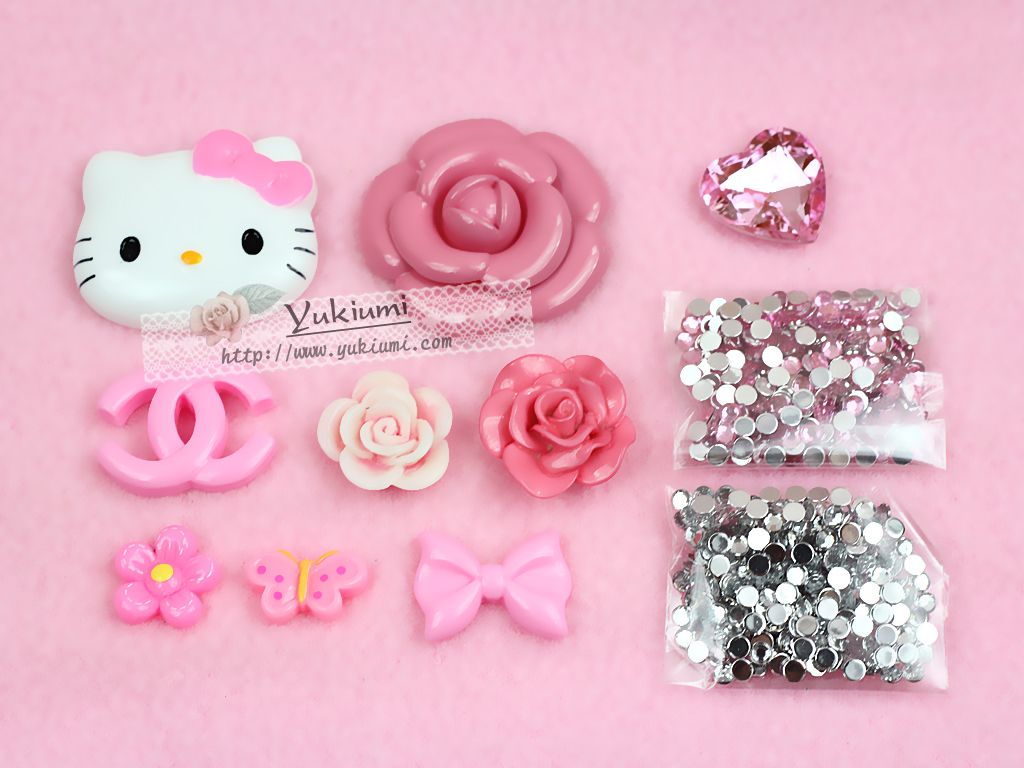 DIY Hello Kitty Resin Cabochon Mobile Phone Shell iPhone Deco Den Kit