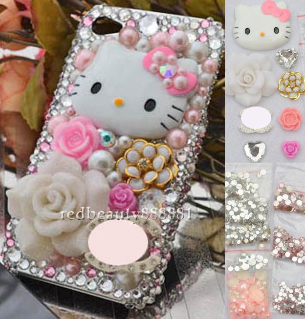  Pink Hello Kitty Rose DIY Bling Mobile Phone iPhone Case Deco Den Kit
