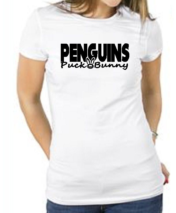 Penguins Puck Bunny Hockey Shirt Pittsburgh Girl Lady Female Fan