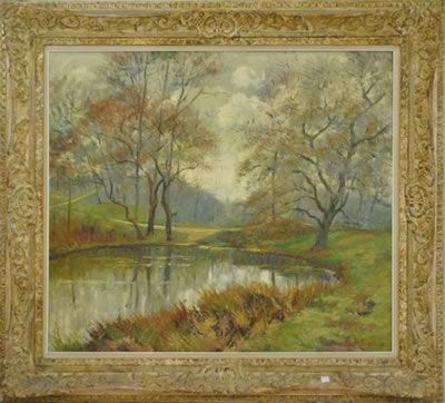 Antique Belgian Cityscape Impressionist Oil Painting Signed Paule
