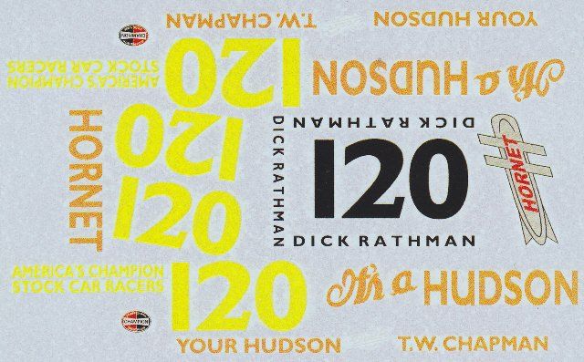 120 Dick Rathman Hudson Hornet NASCAR T w Chapman Decals