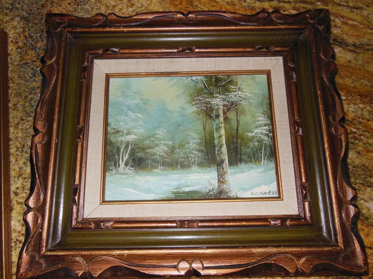 estate oil painting with frame Winter Landscape by Clara Inness signed