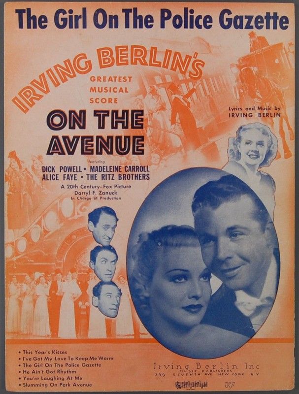 Girl on The Police Gazette Irving Berlin on The Avenue