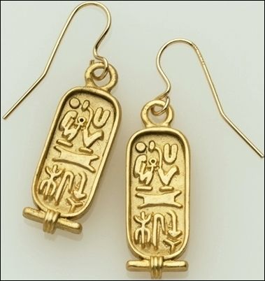 Egyptian Jewelry HIEROGLYPH Earrings 1 24K Gold Plate