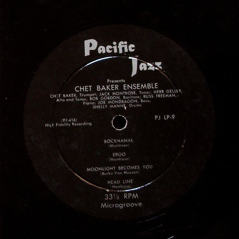 Chet Baker Ensemble LP Pacific Jazz PJLP 9 Orig US 1954 Jazz Mono Jack