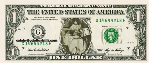 LED Zeppelin John Bonham Celebrity Dollar Bill Uncirculated Mint US