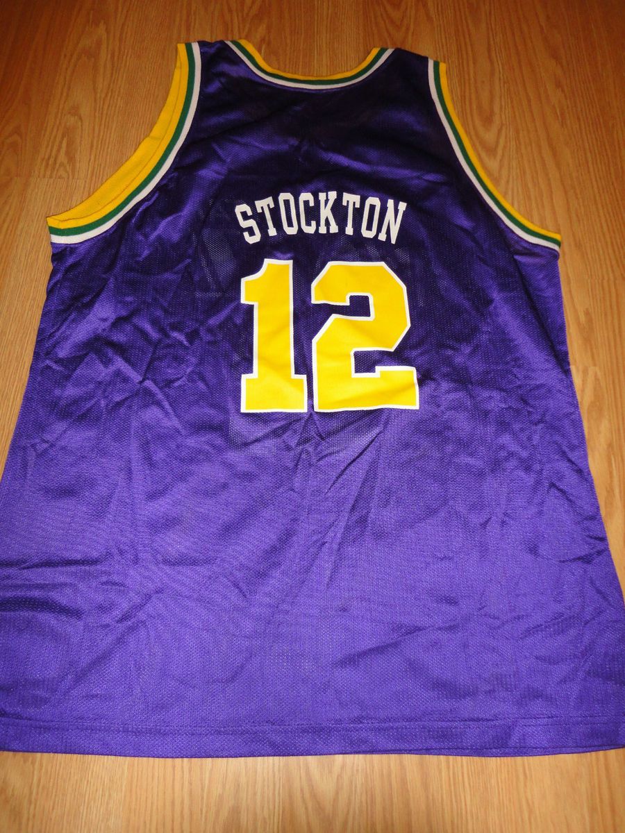 Utah JAZZ John STOCKTON 12 Vintage CHAMPION NBA Basketball Jersey X LARGE XL 48  