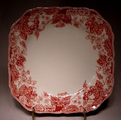 Johnson Brothers China Strawberry Fair Pattern Square Salad Plate  