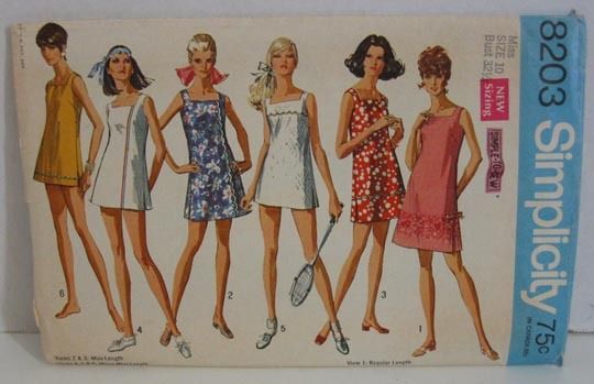 Vintage 1969 Simplicity Pattern Mini Dress Summer 10