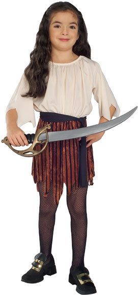 Pirate Wench Buccaneer Queen Brown Dress Child Costume