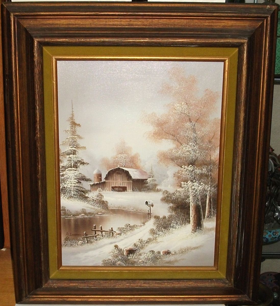 Lampert Barn Silo Original Oil on Canvas Snow Landscape Painting