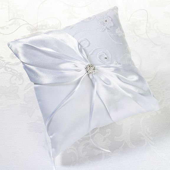 Lillian Rose White Lace Wedding Ring Bearer Pillow