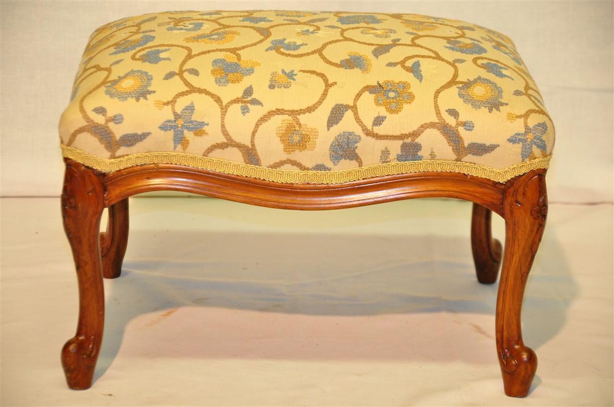 French Louis XI Style Walnut Foot Stool Completely Finished Circa 1930