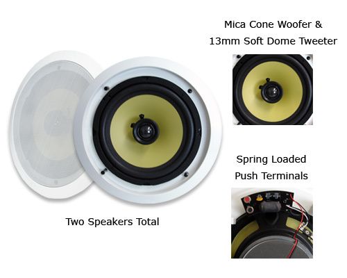 New MA Audio 80IC 340W Pair 8 in Wall Ceiling Speakers