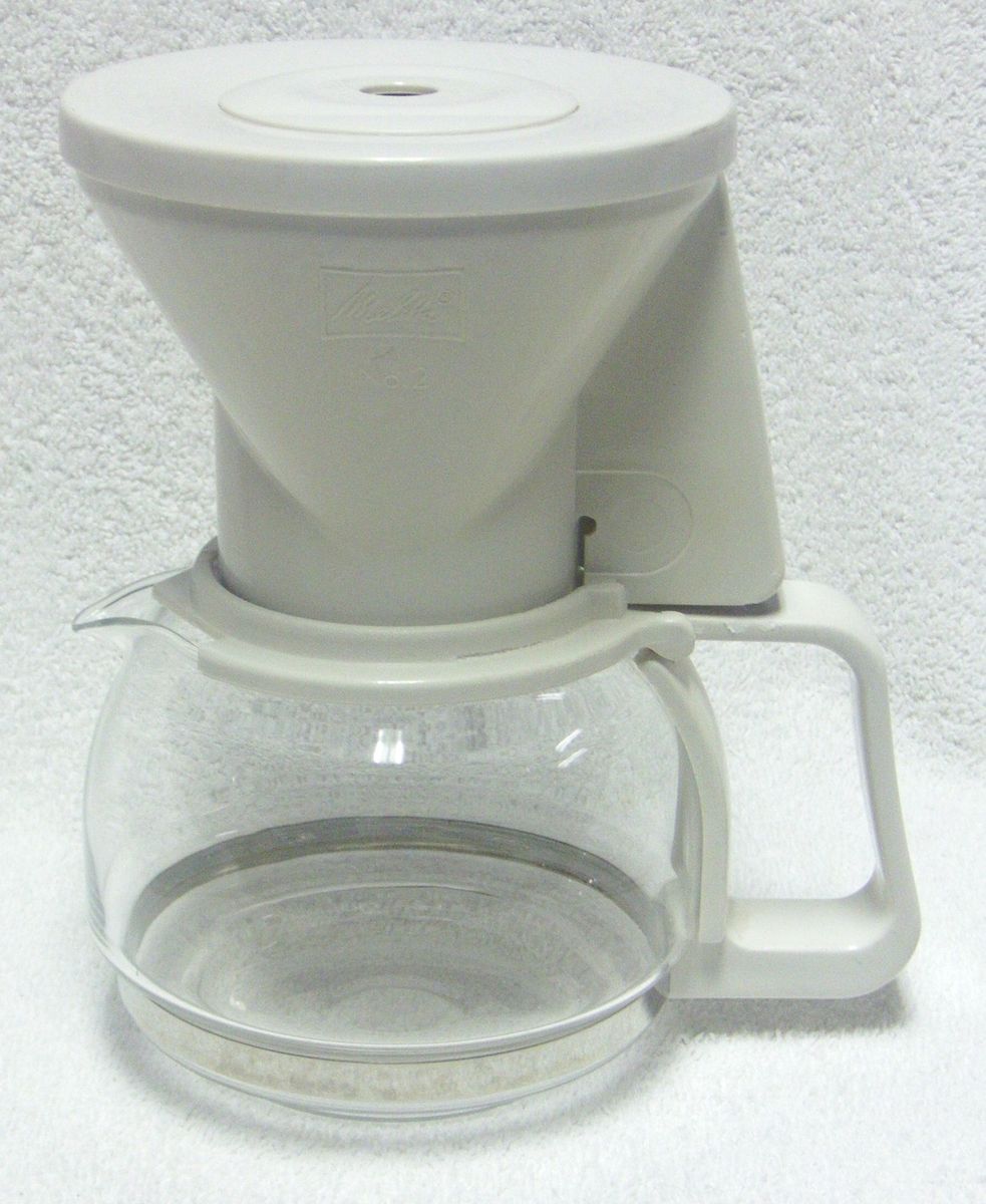 Melitta 4 Cup Coffee Maker Carafe Filter Cup Cone Pot Decanter White