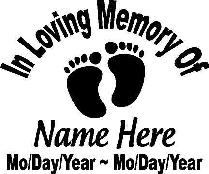 of Child Baby Feet Decal Window Sticker Custom Memorial Car