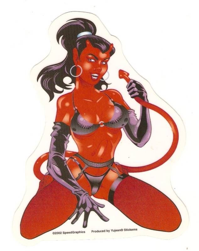Sexy Girl Devil Pinup Sticker Decal