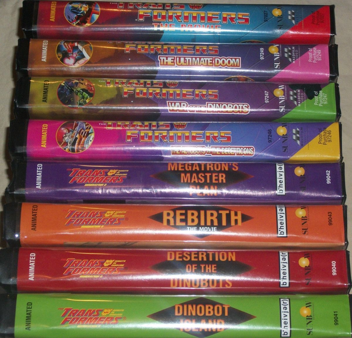 Transformers Lot of 8 VHS Movies Original Black Case 1995 1998 Hasbro